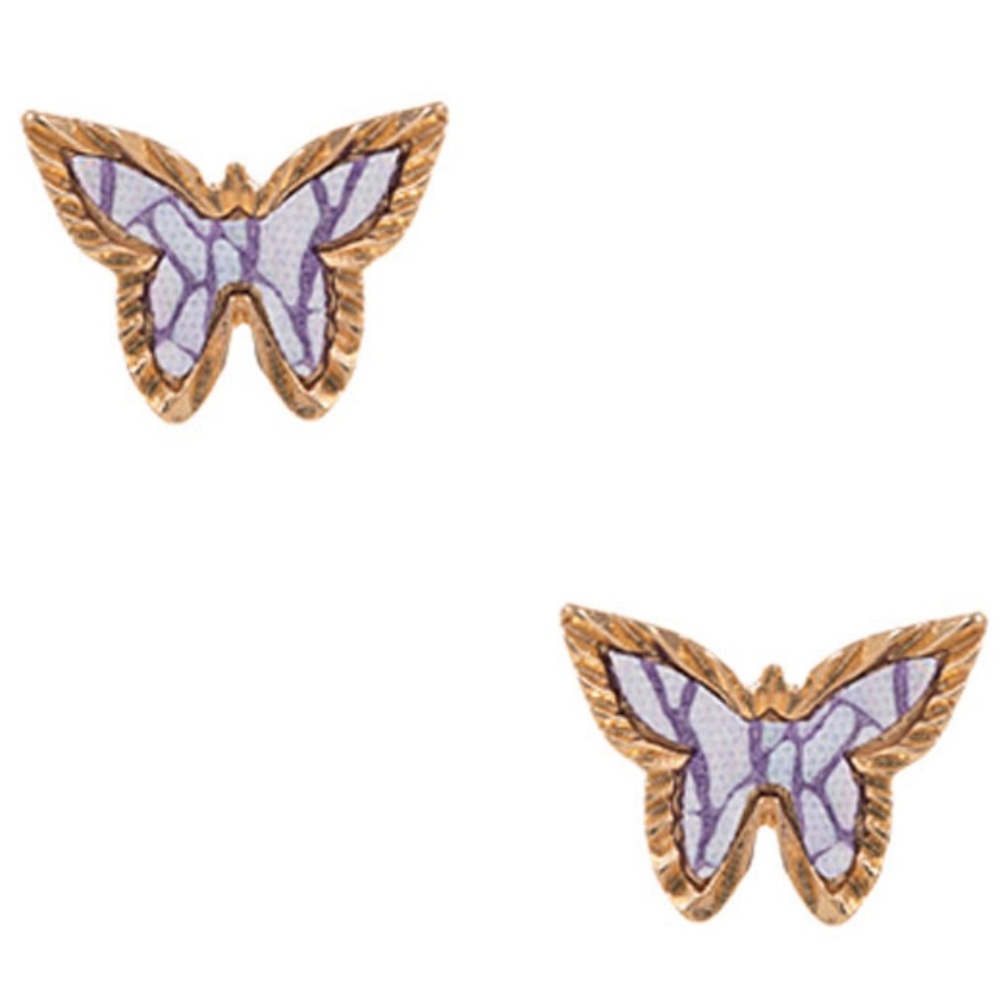 Pu Leather Metal Butterfly Post Earring